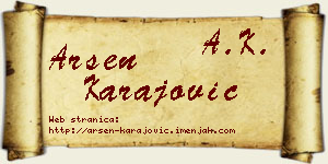 Arsen Karajović vizit kartica